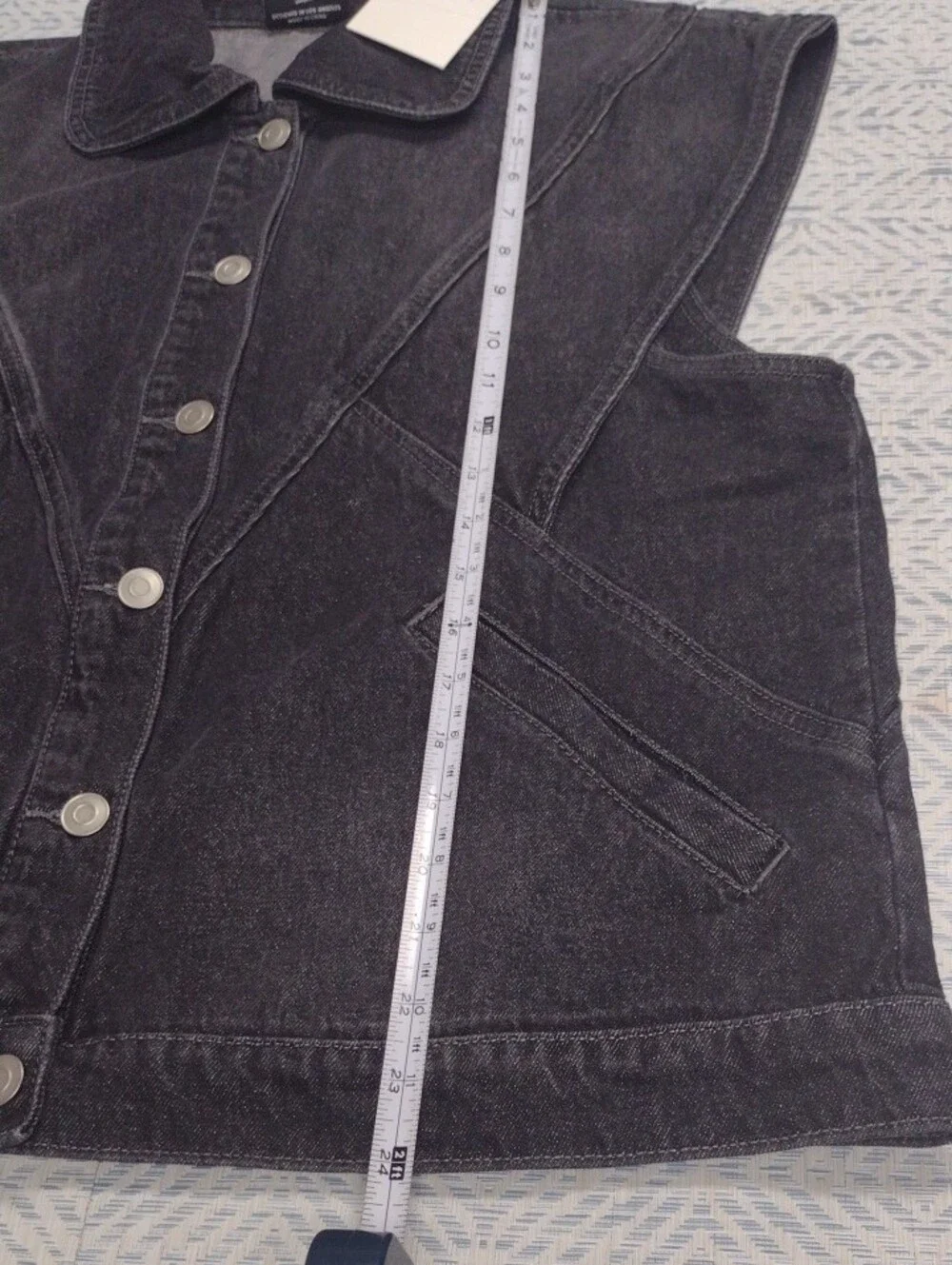NEW Washed Black Denim Button-Front Sleeveless Vest